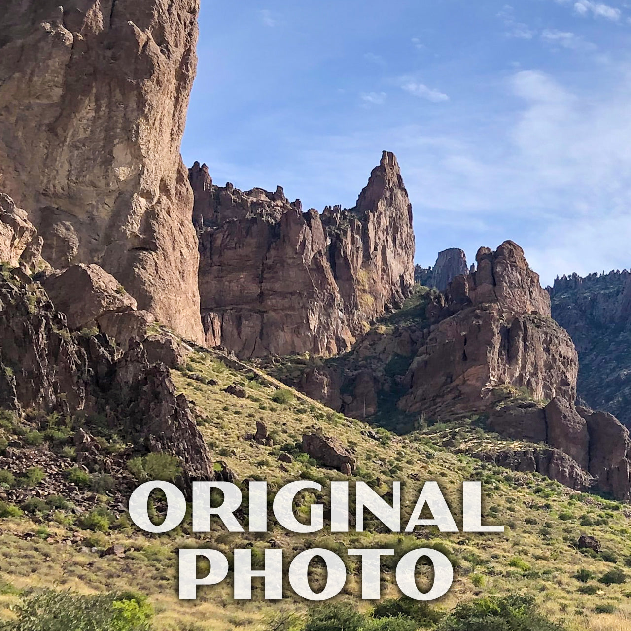Lost Dutchman State Park Poster-WPA (Path with Blue Sky)