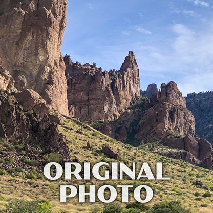 Lost Dutchman State Park Poster-WPA (Path with Blue Sky)