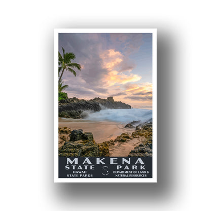 Makena State Park Poster-WPA (Crashing Waves)