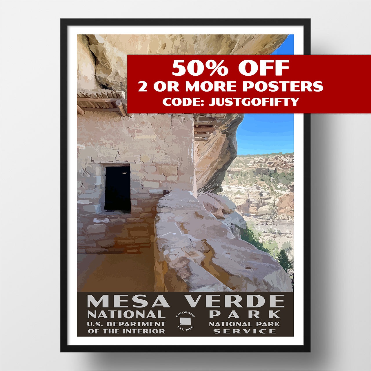 Mesa Verde National Park Poster-WPA (Balcony House)