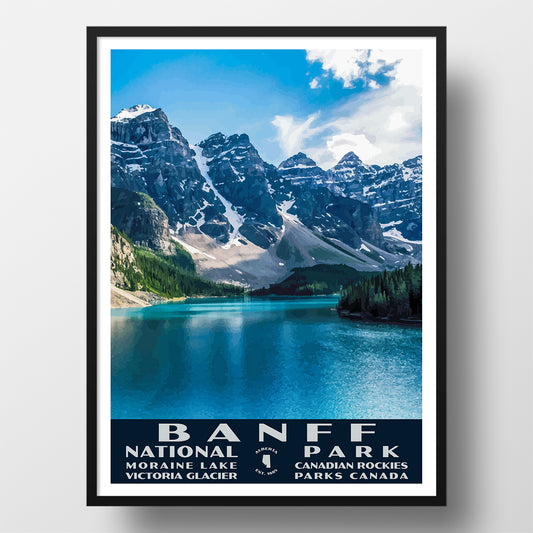 Banff National Park Poster-WPA (Moraine Lake)