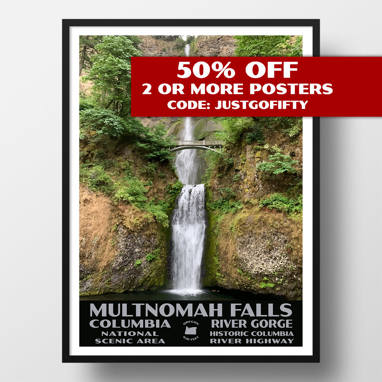 Columbia River National Scenic Area poster multnomah falls