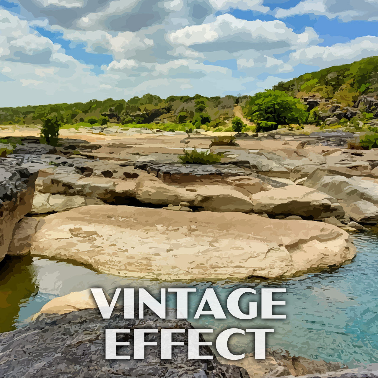 Pedernales Falls State Park Poster-WPA (Cloudy Sky)