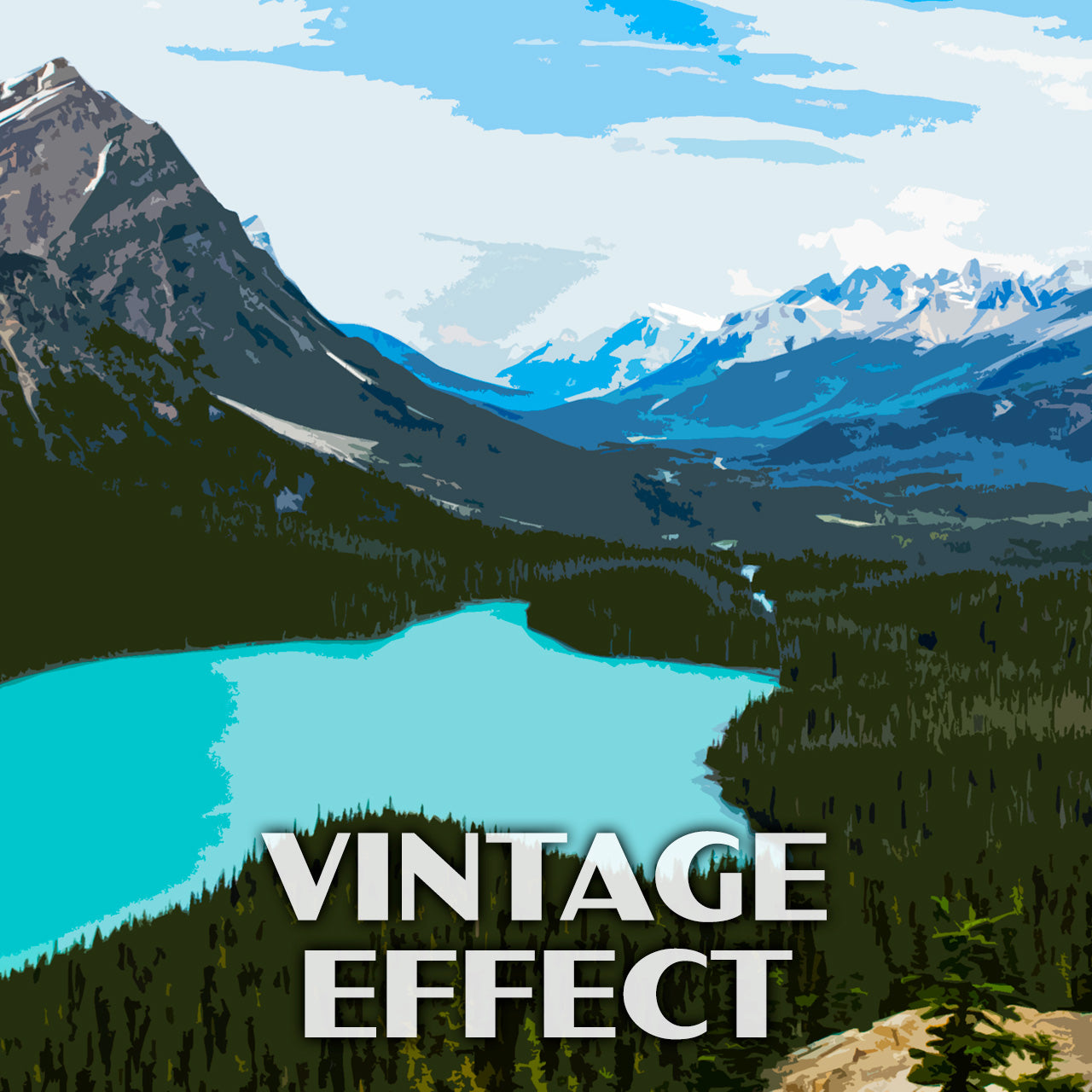 Banff National Park Poster-WPA (Peyto Lake)
