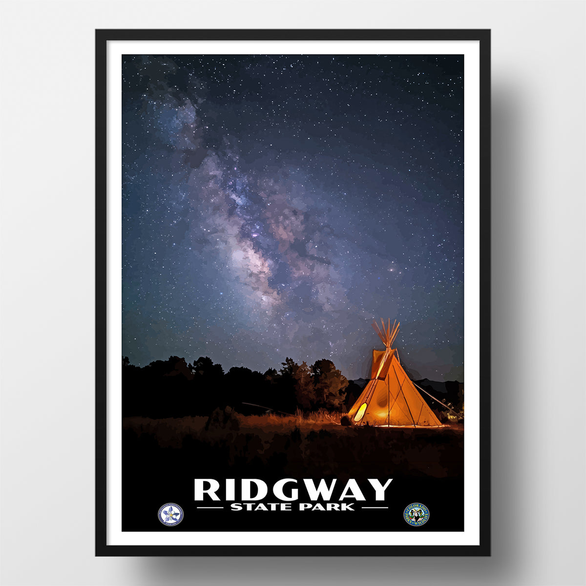 Ridgway State Park Poster - WPA (Teepee at Night) - CPF / RSP