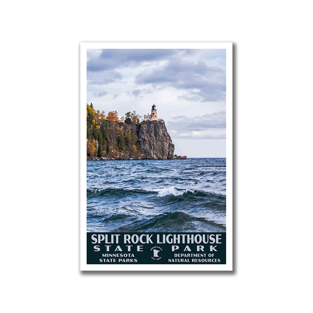 Split Rock Lighthouse State Park Poster-WPA (Stormy Seas in Fall)