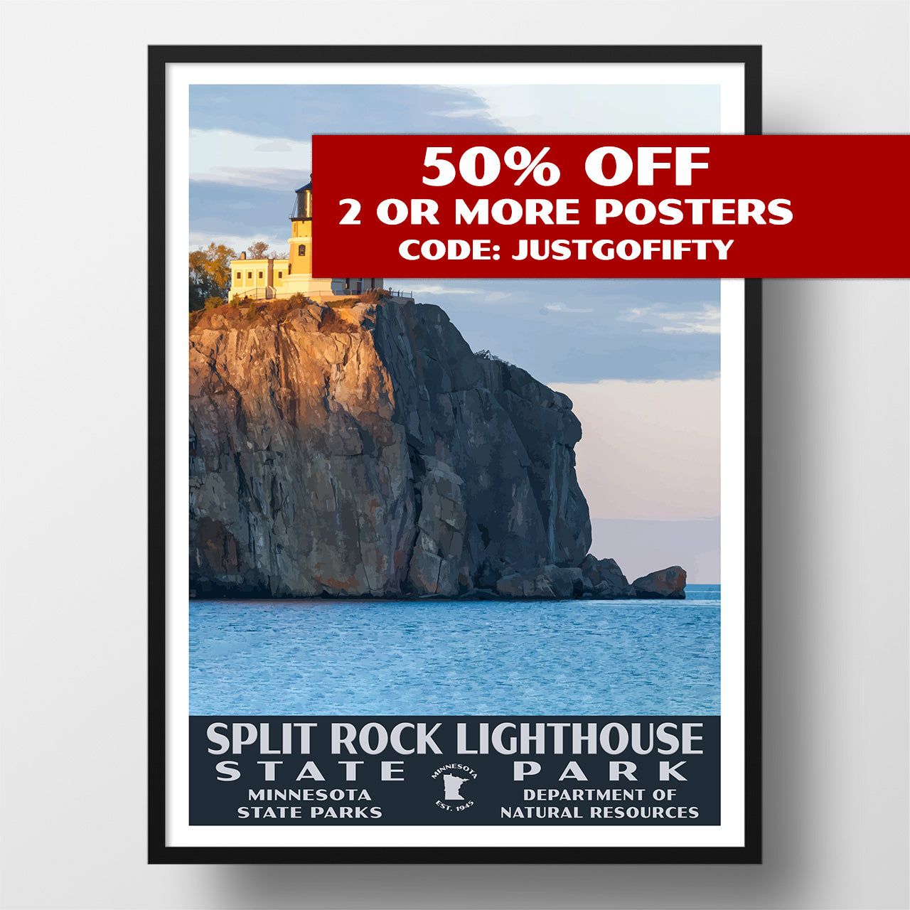 Split Rock Lighthouse State Park Poster-WPA (Sunset)