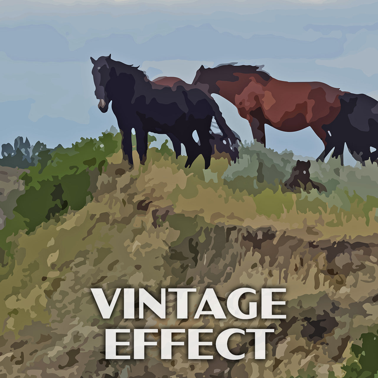 Theodore Roosevelt National Park Poster-WPA (Wild Horses)