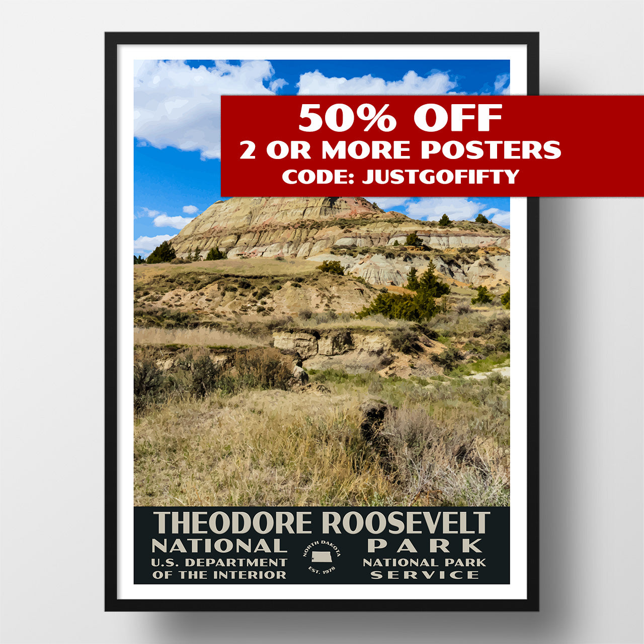 Theodore Roosevelt National Park Poster-WPA (Mesa View)