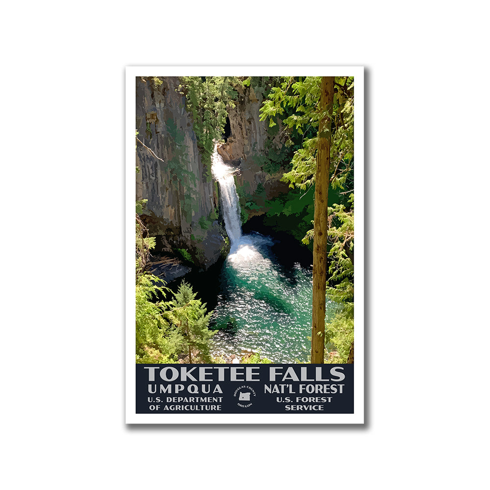 Umpqua National Forest Poster-WPA (Toketee Falls)