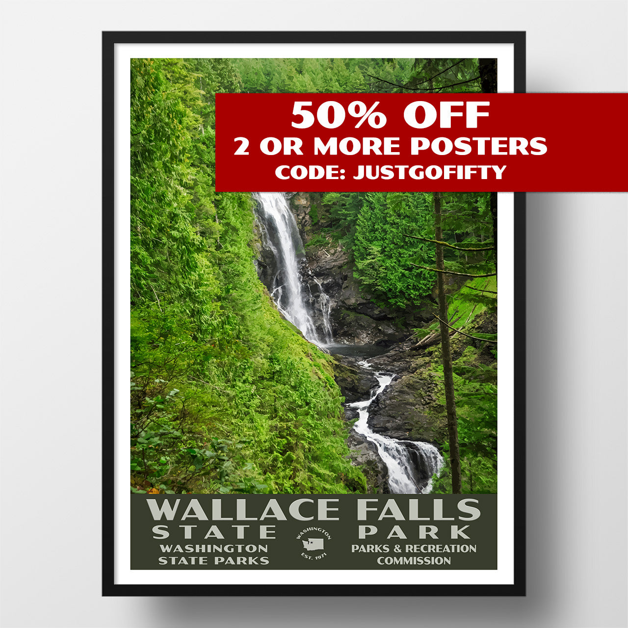 Wallace Falls State Park Poster-WPA (Wallace Falls)