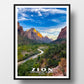 Zion National Park Poster-WPA (Zion Canyon 2)