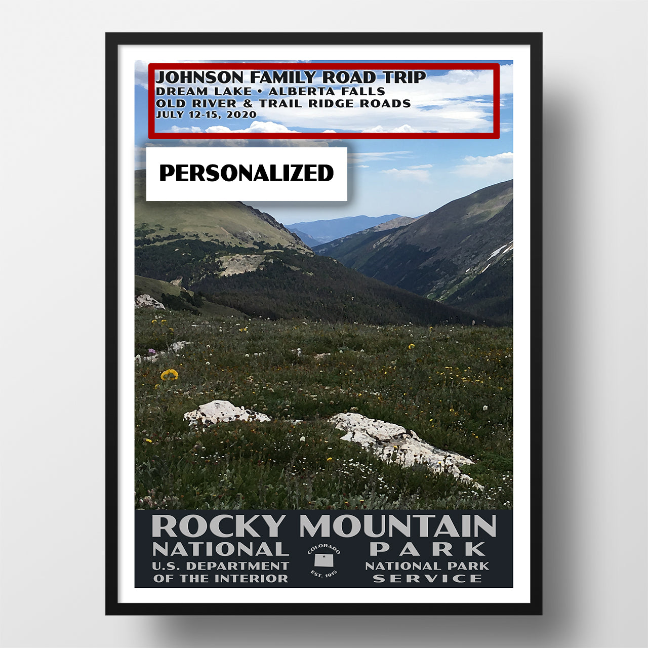 Rocky Mountain National Park poster personalized