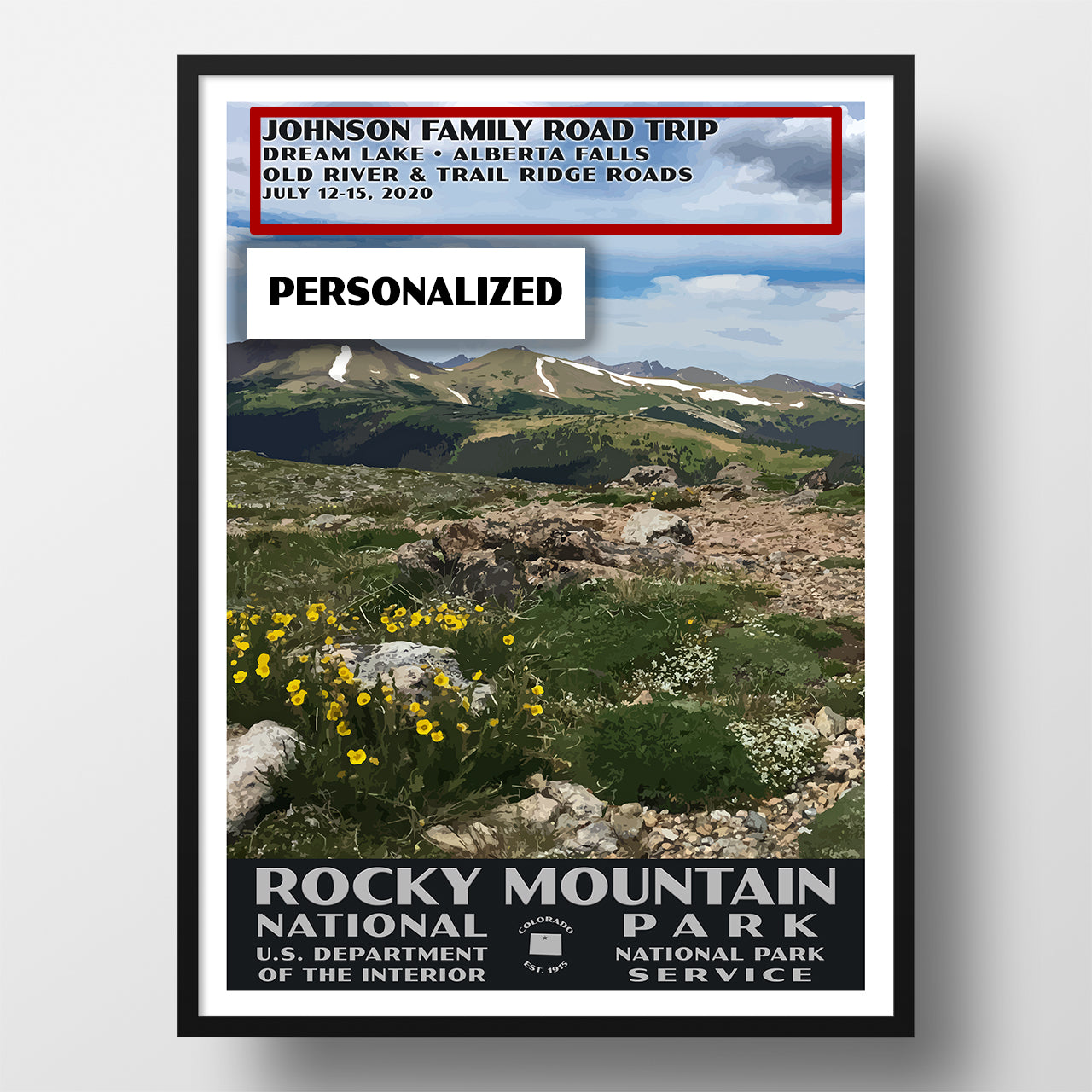 Rocky Mountain National Park poster personalized