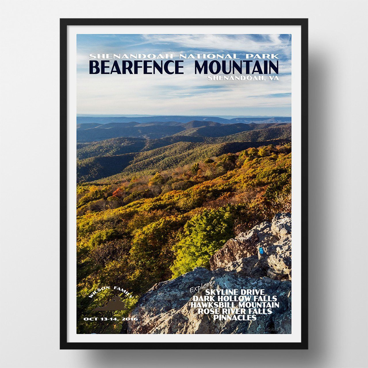 Shenandoah National Park Poster-Bearfence Mountain (Personalized)