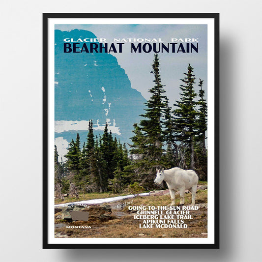 Glacier National Park Poster-Bearhat Mountain (Personalized)