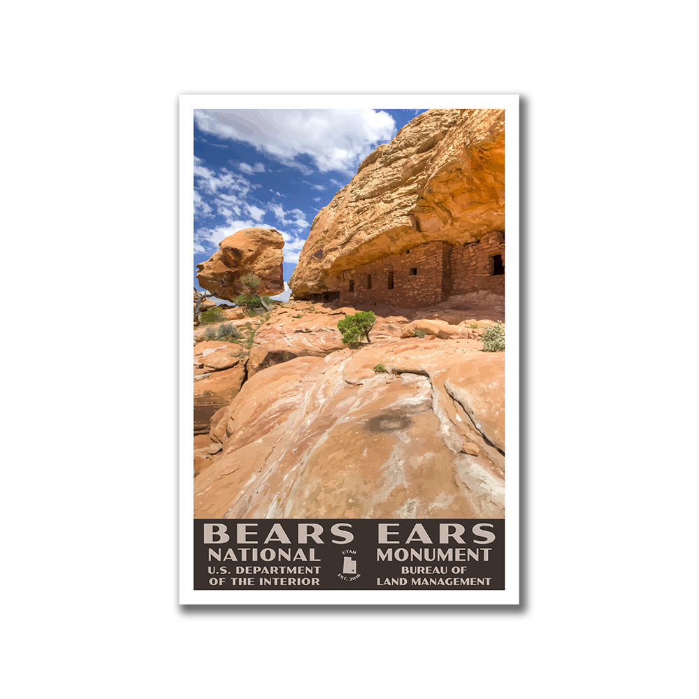 Bears Ears National Monument Poster-WPA (Cliff Dwellings)