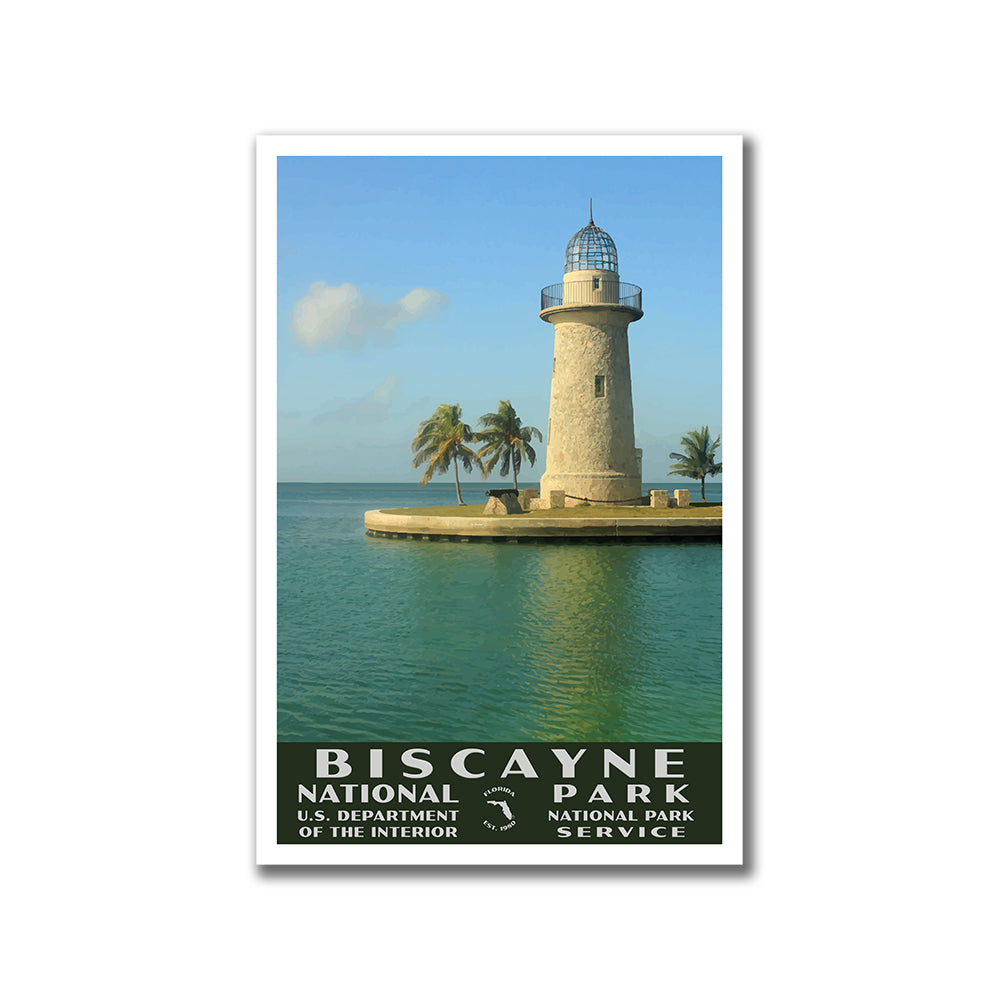 Biscayne National Park Poster of the Biscayne Lighthouse (WPA Style)