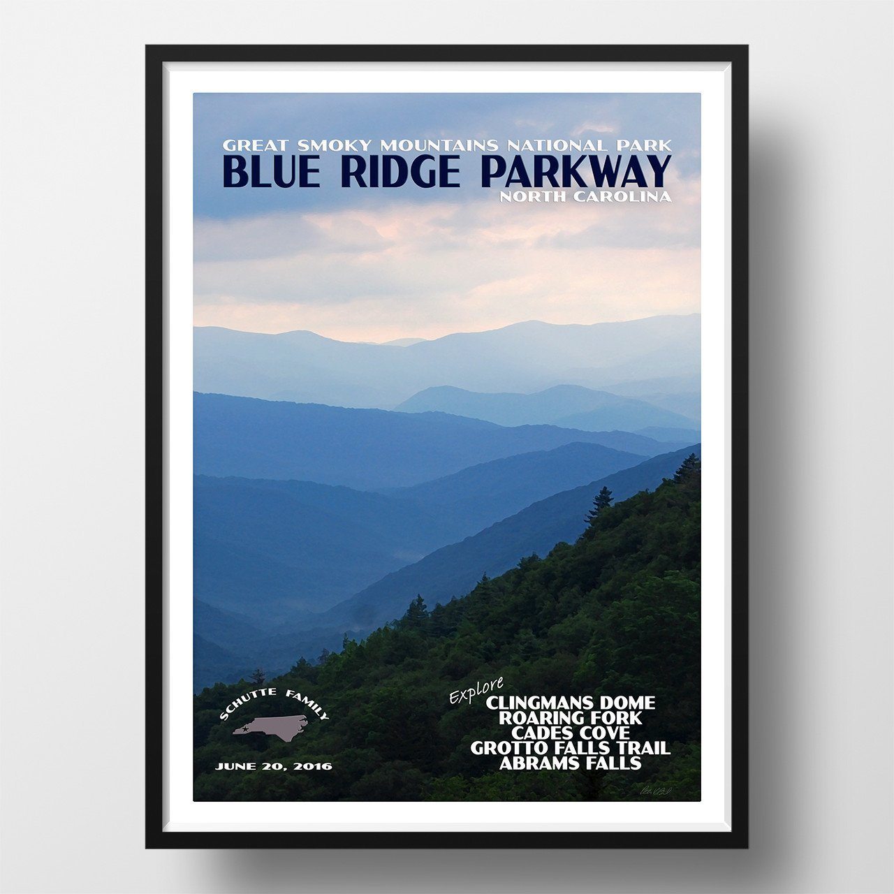 Great Smoky Mountains National Park Poster-Blue Ridge Parkway (Personalized)