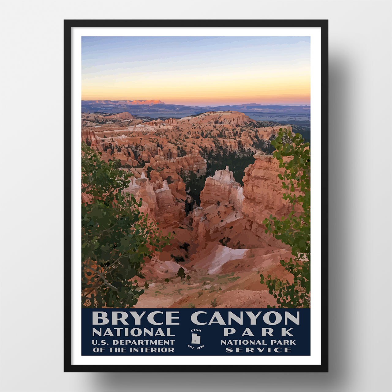Bryce Canyon National Park poster wpa style sunset point