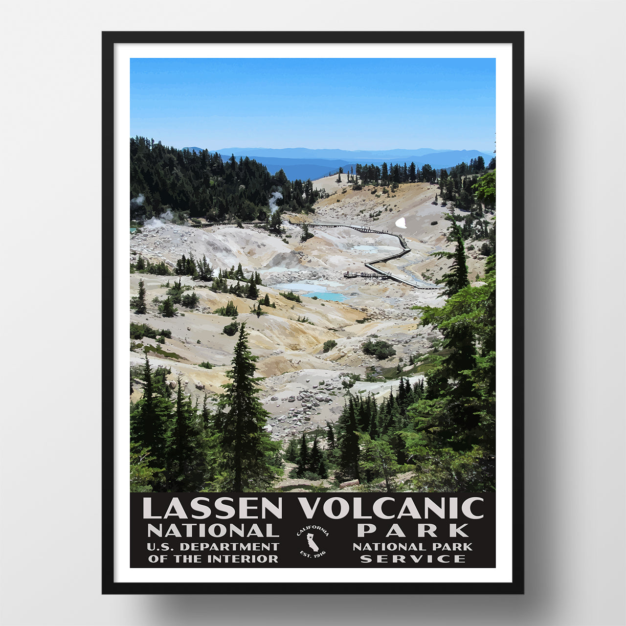 lassen volcanic national park poster wpa style