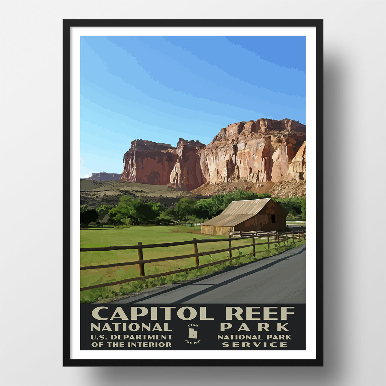 Capitol Reef National Park Poster of the Gifford Homestead (WPA Style)