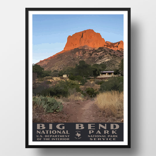 big bend national park poster wpa style casa grande