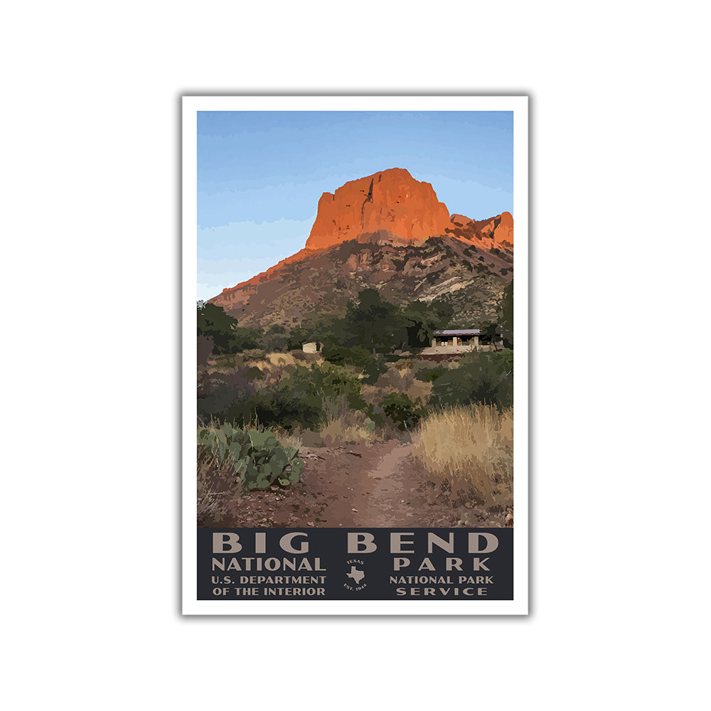 big bend national park poster wpa style casa grande
