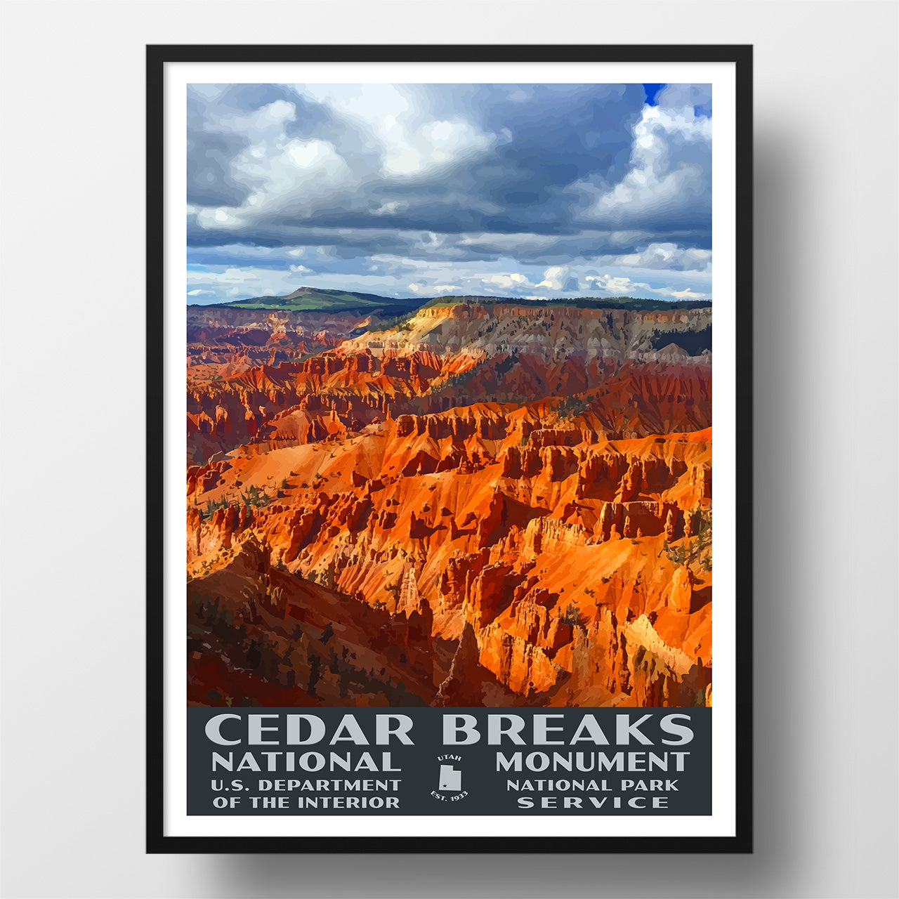Cedar Breaks National Monument Poster-WPA (Cloudy Sky)