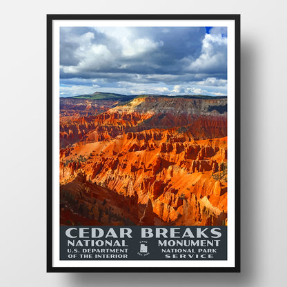 Cedar Breaks National Monument Poster-WPA (Cloudy Sky)