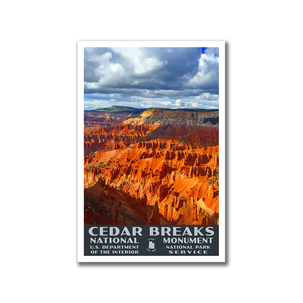 Cedar Breaks National Monument Poster-WPA (Cloudy Sky)