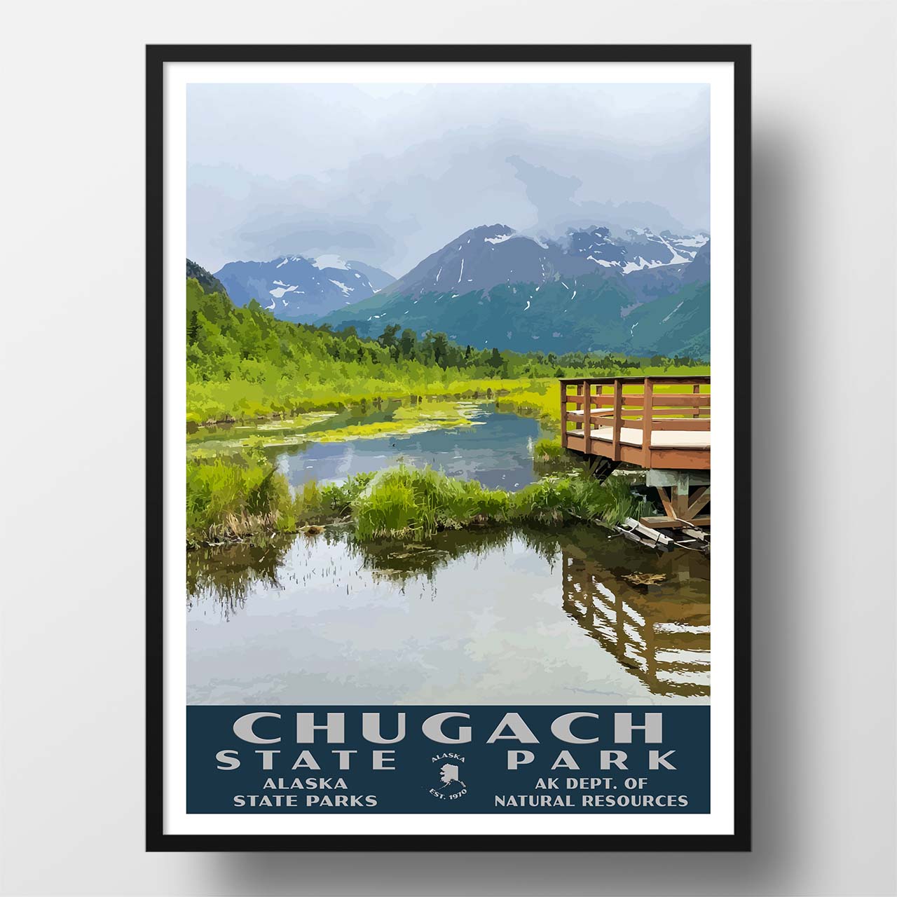 Chugach State Park Poster-WPA (Eagle River Nature Center Overlook)