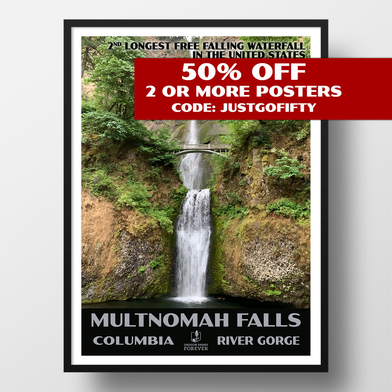 Columbia River Gorge National Scenic Area Poster - WPA (Multnomah Falls) - OPF