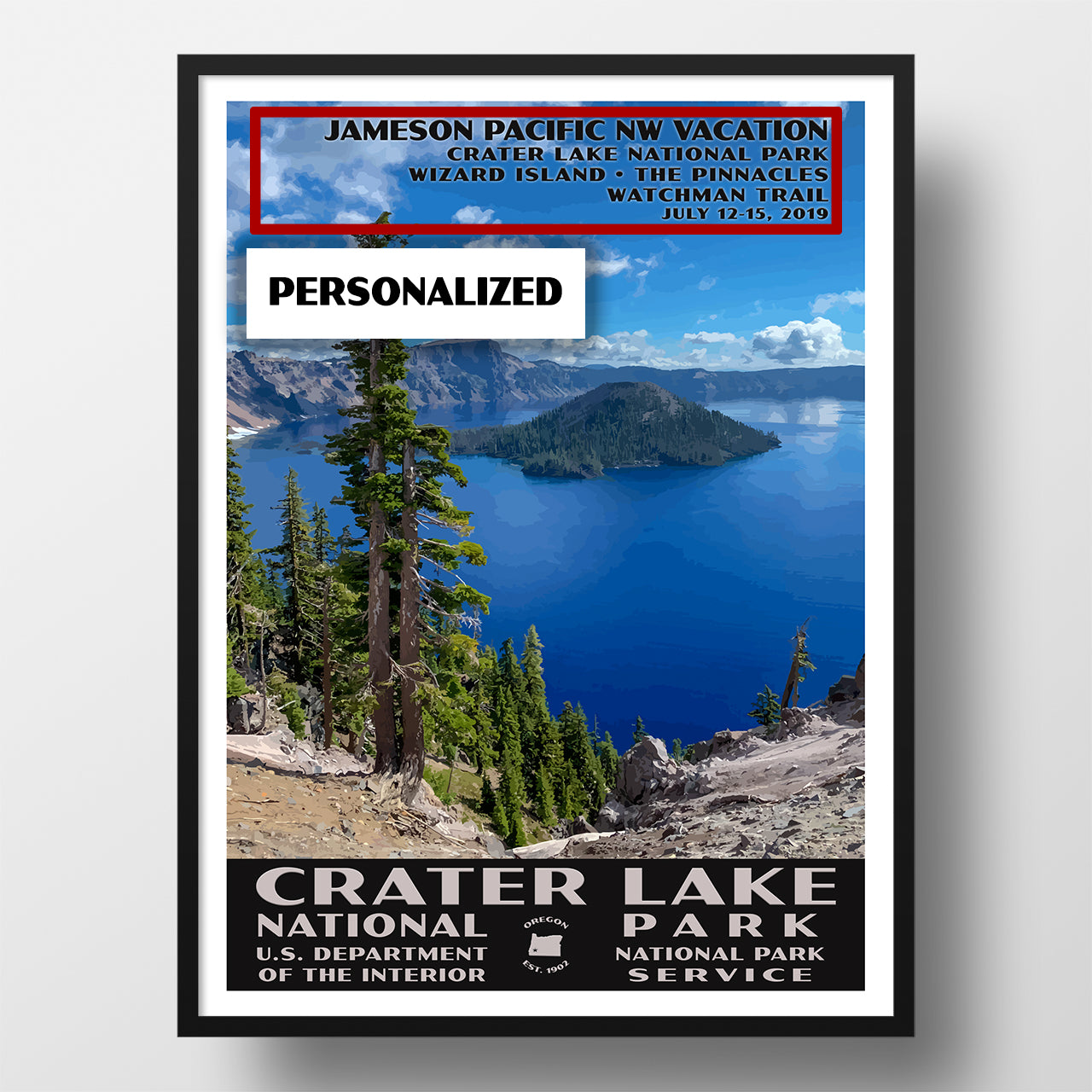 Crater Lake National Park Poster WPA style