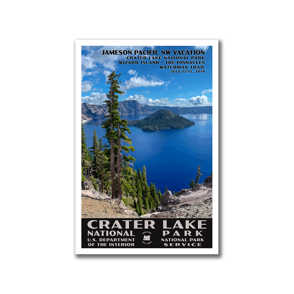 Crater Lake National Park Poster WPA style