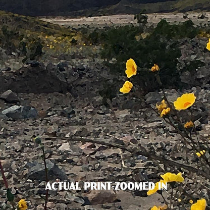 Death Valley National Park Poster-Badwater Road Wildflowers in Hills