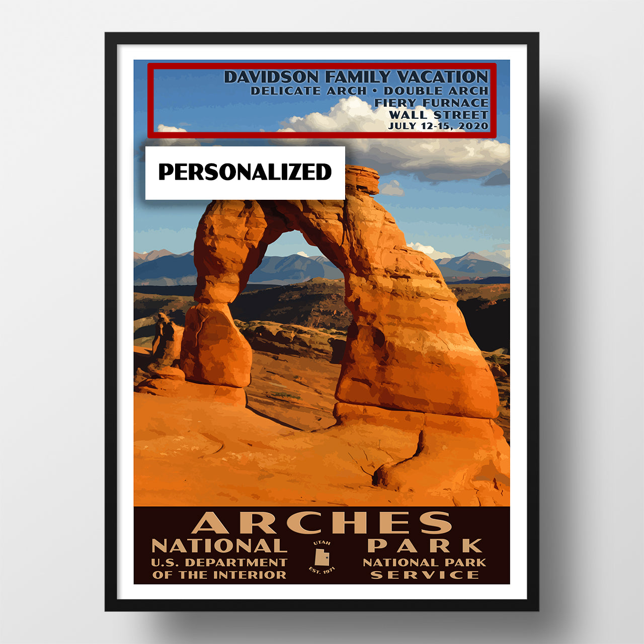 Arches National Park Poster, WPA Style, Delicate Arch