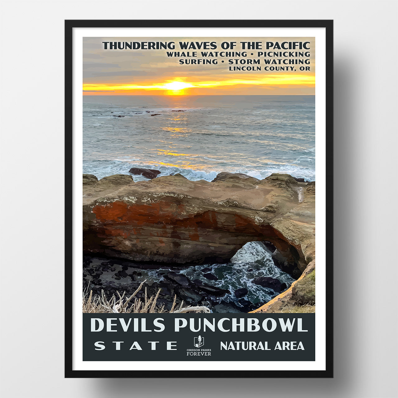 Devils Punchbowl State Natural Area Poster - WPA (Sunset) - OPF