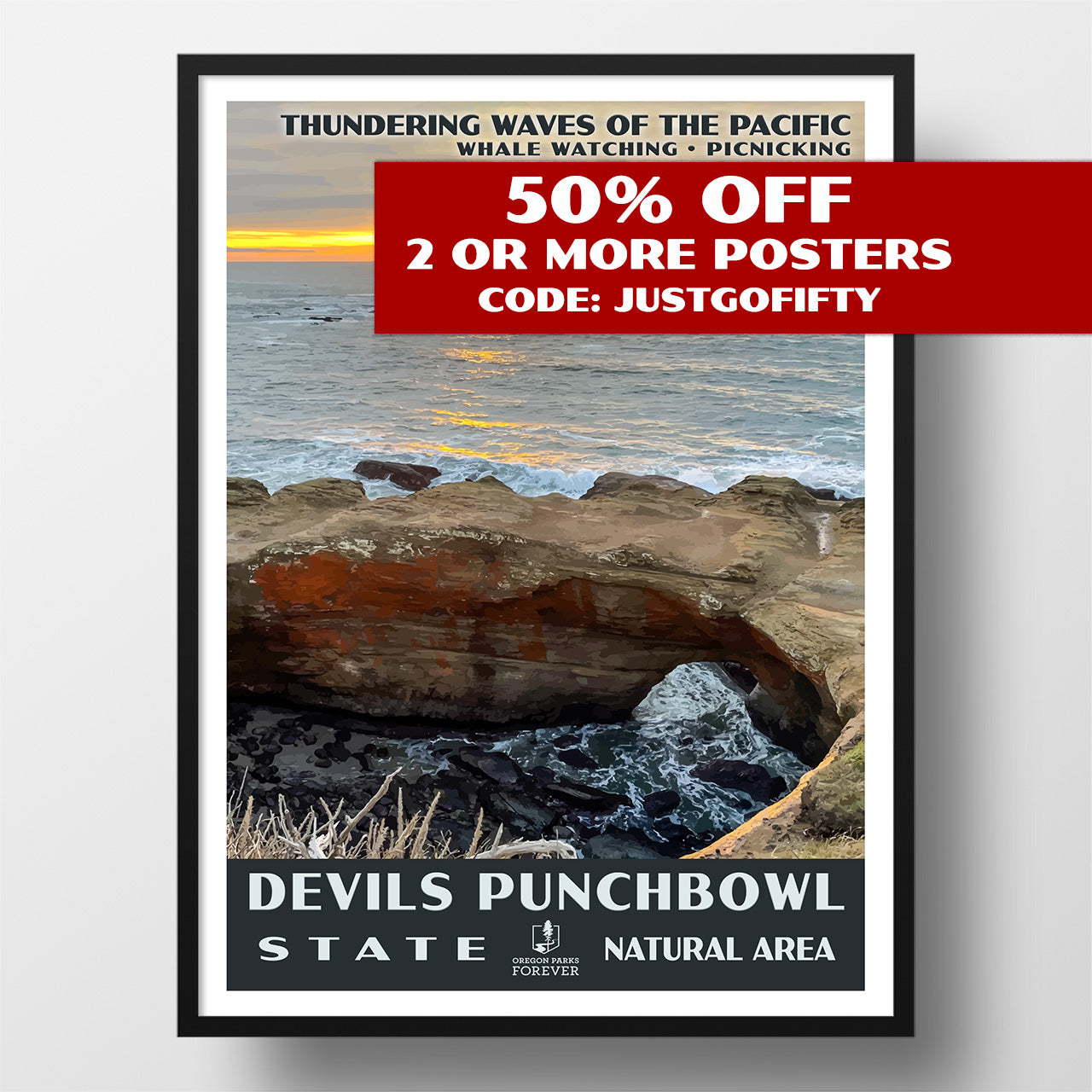 Devils Punchbowl State Natural Area Poster - WPA (Sunset) - OPF