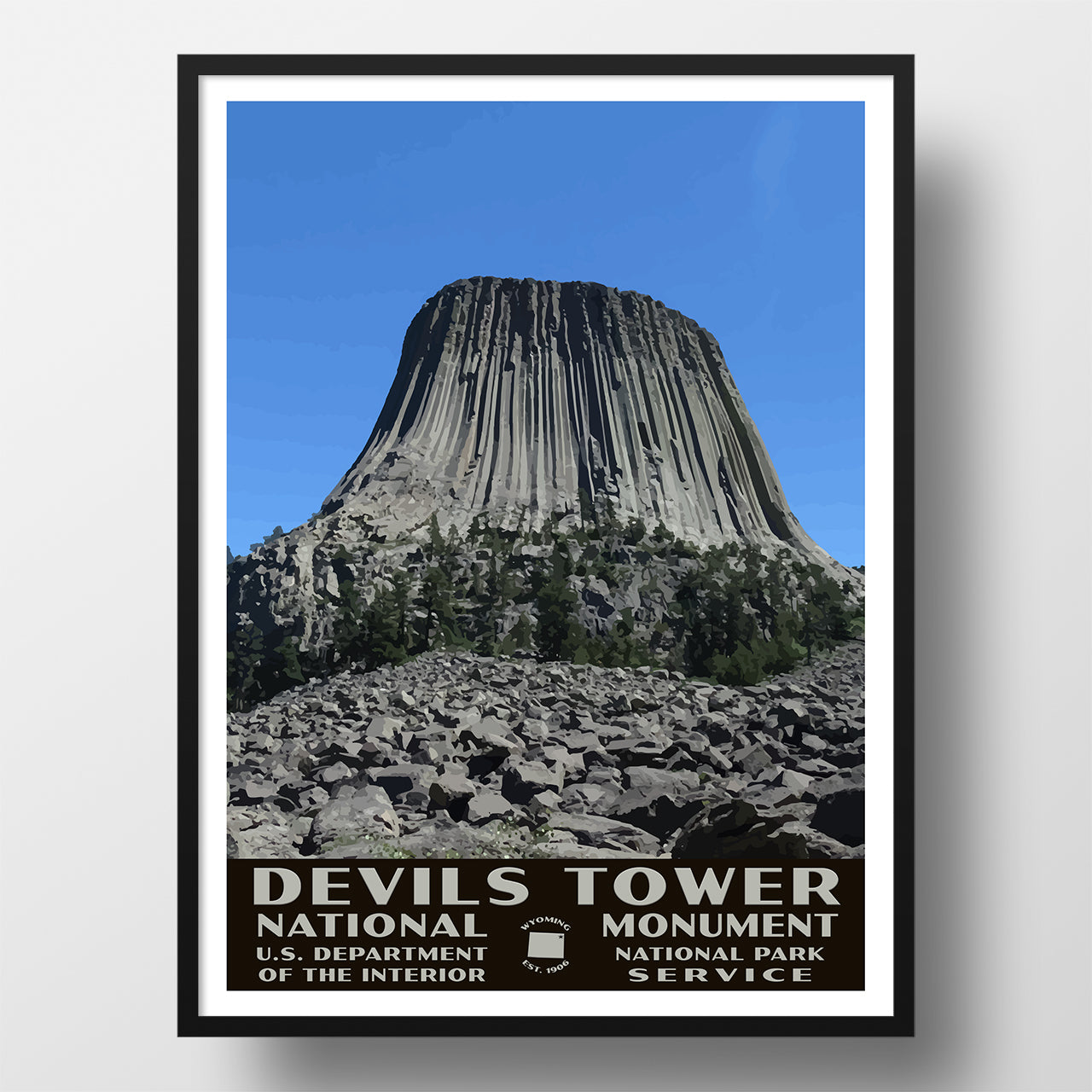 Devils Tower National Monument Poster (WPA Style)