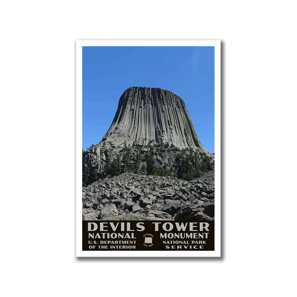 Devils Tower National Monument Poster (WPA Style)