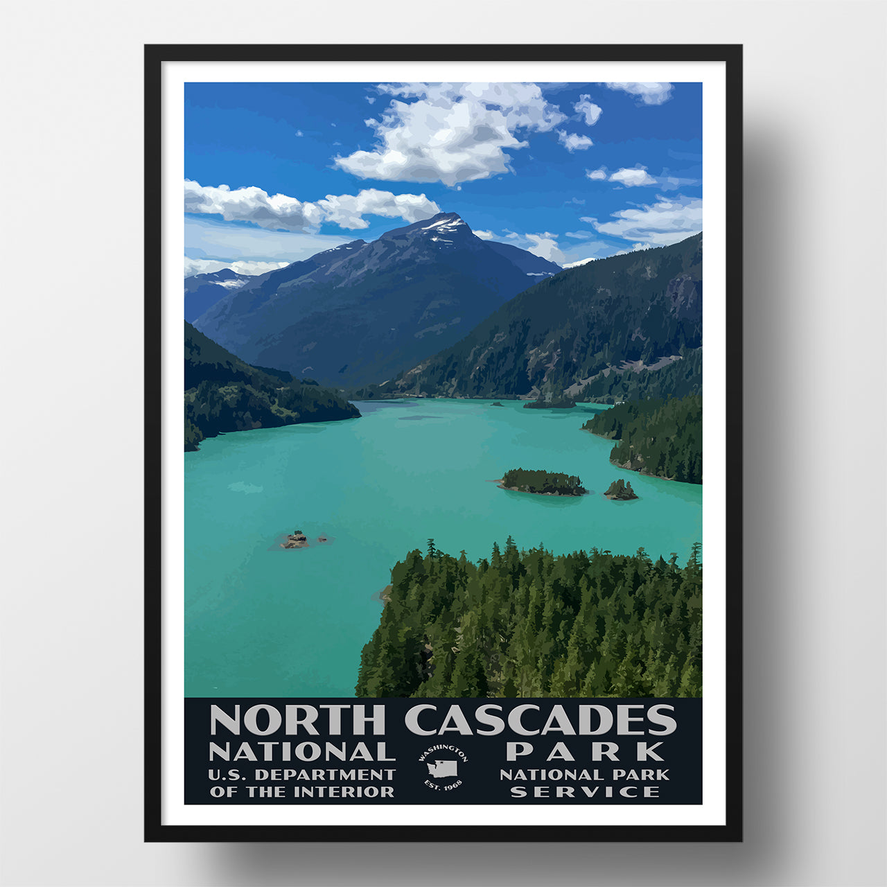 North Cascades National Park Poster-WPA (Diablo Lake)