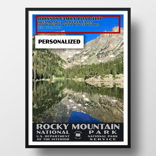 Rocky Mountain National Park Poster-WPA (Dream Lake) (Personalized)