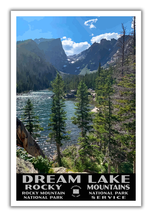 Dream Lake Poster (Hiking and Fishing) - WPA