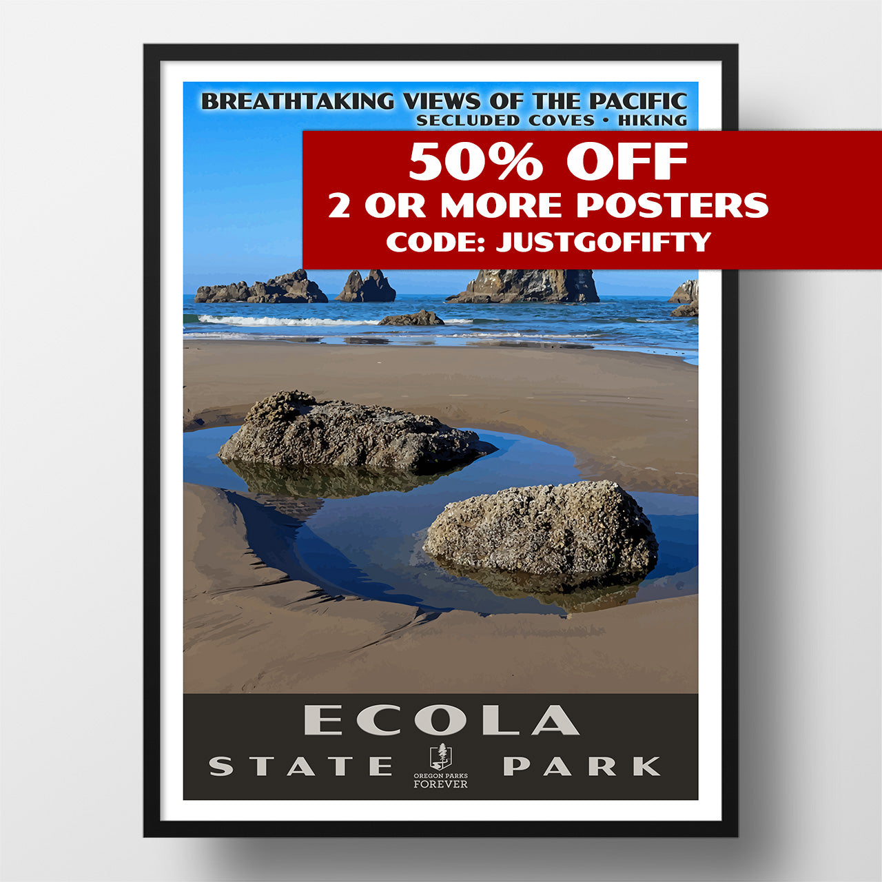 Ecola State Park Poster - WPA (Beach View) - OPF