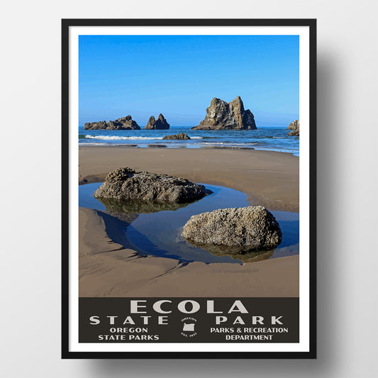 Ecola State Park Poster-WPA (Beach View)