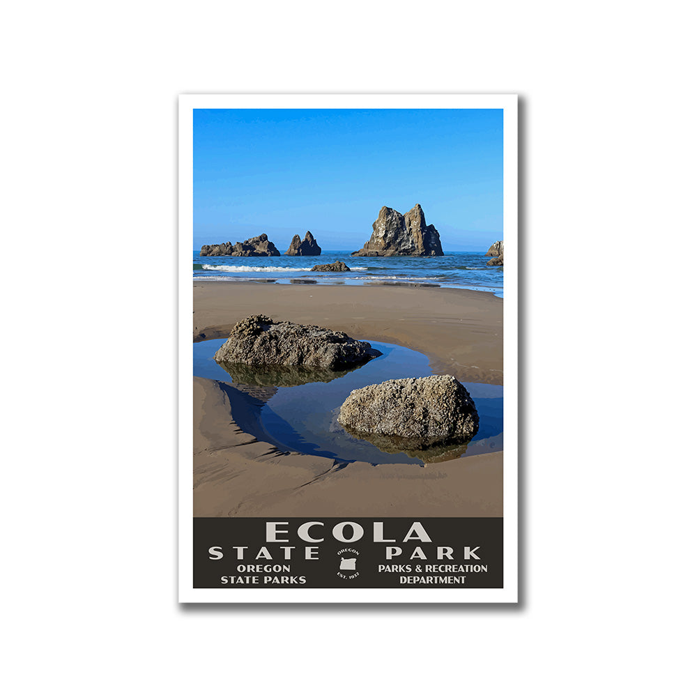 Ecola State Park Poster-WPA (Beach View)