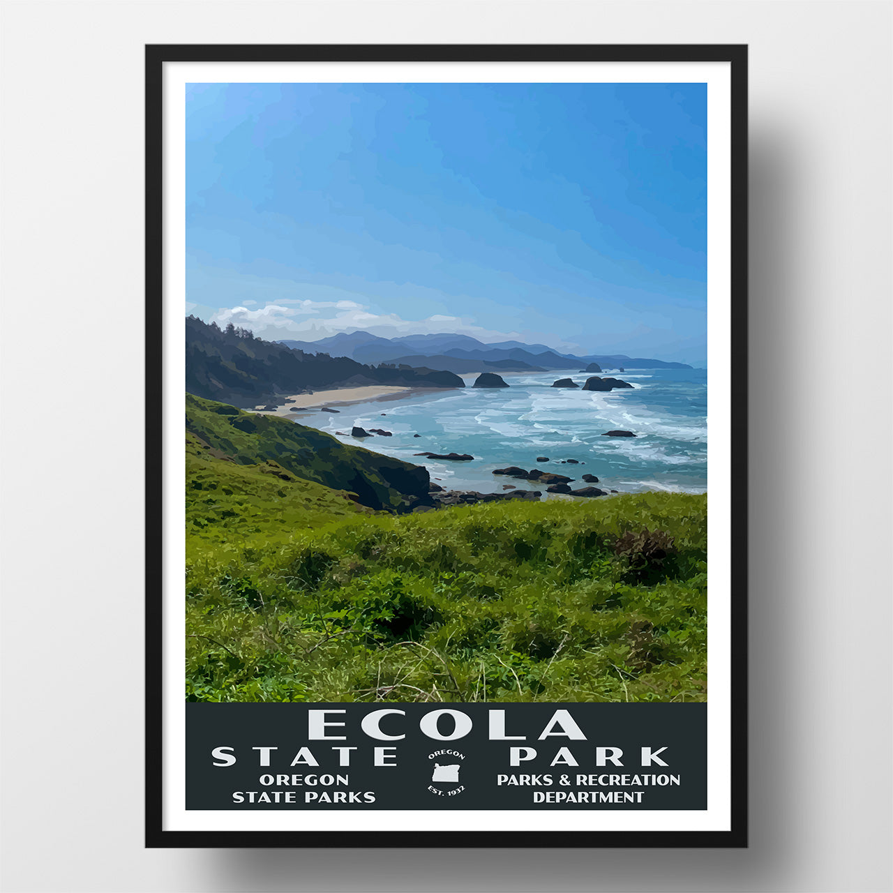 Ecola State Park Poster-WPA (Ocean View)