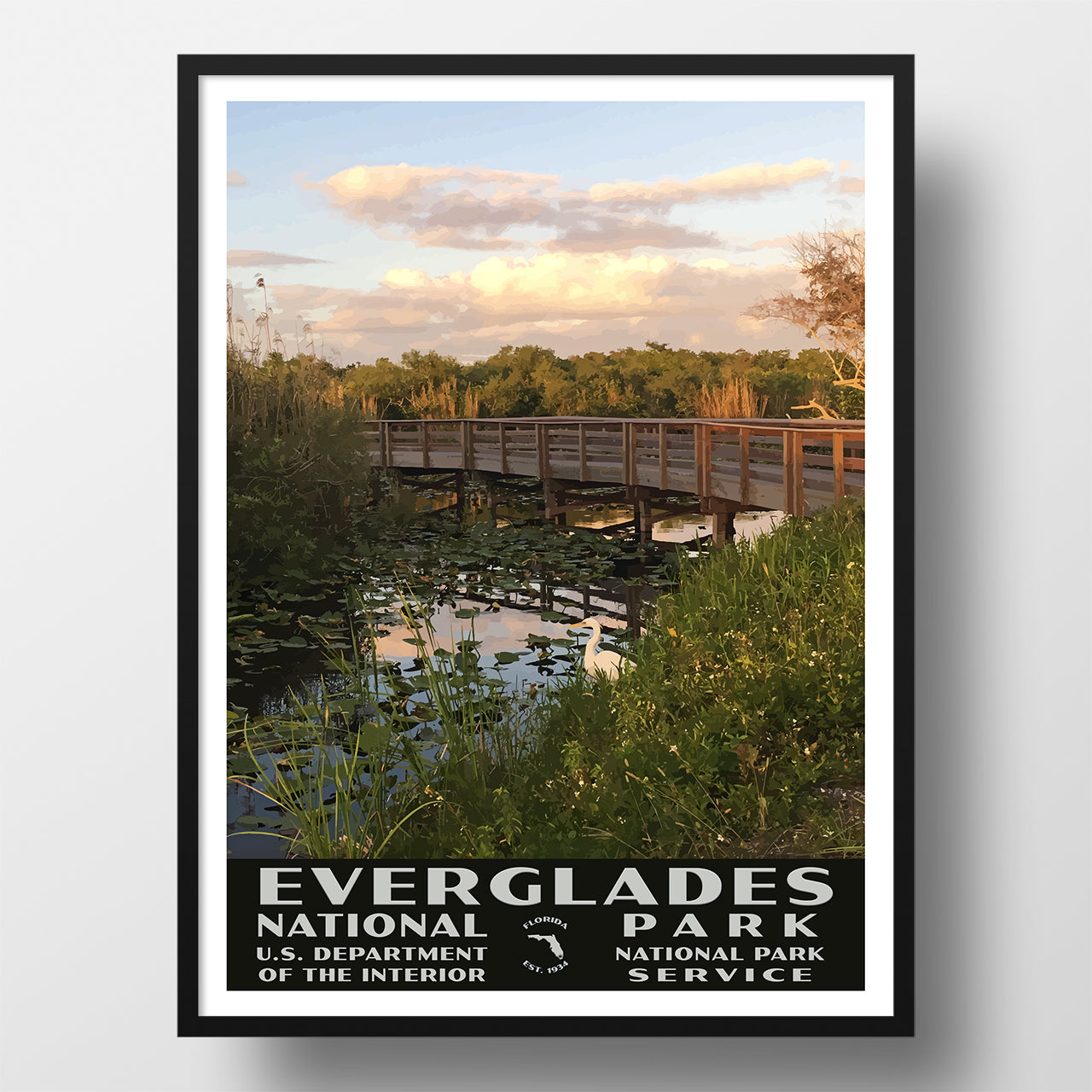 Everglades National Park Poster of the Anhinga Trail (WPA Style)