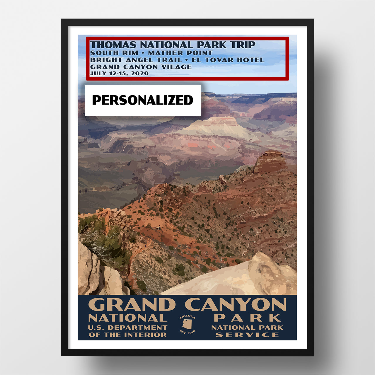 Grand Canyon National Park Poster, WPA Style, Grandview Point